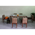 Compact Solid Design Water Hyacinth Dining Set For Indoor Natural Wicker Furniture